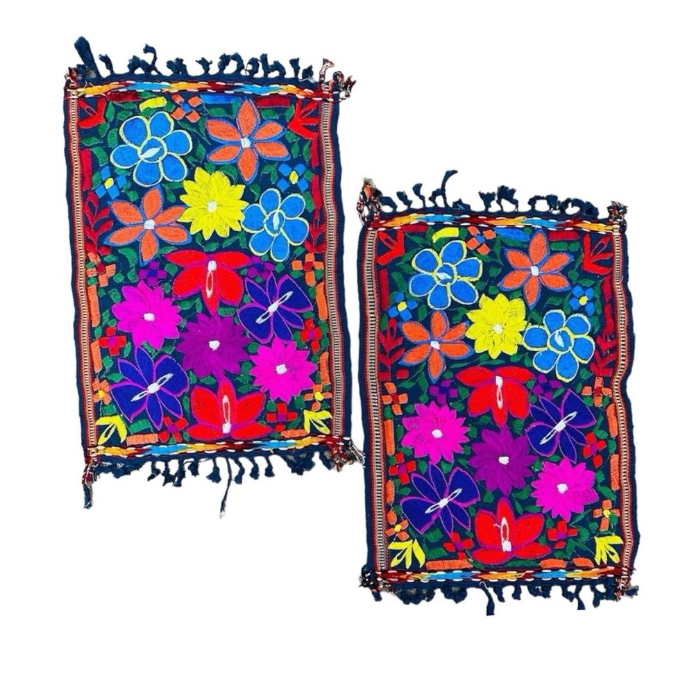Embroidered Navy Placemats 2 Pc Set